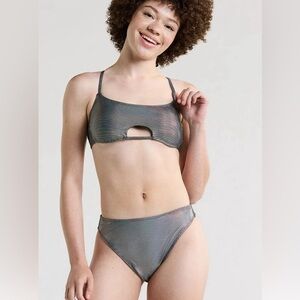 No Boundaries Holographic Knit Bikini size S
